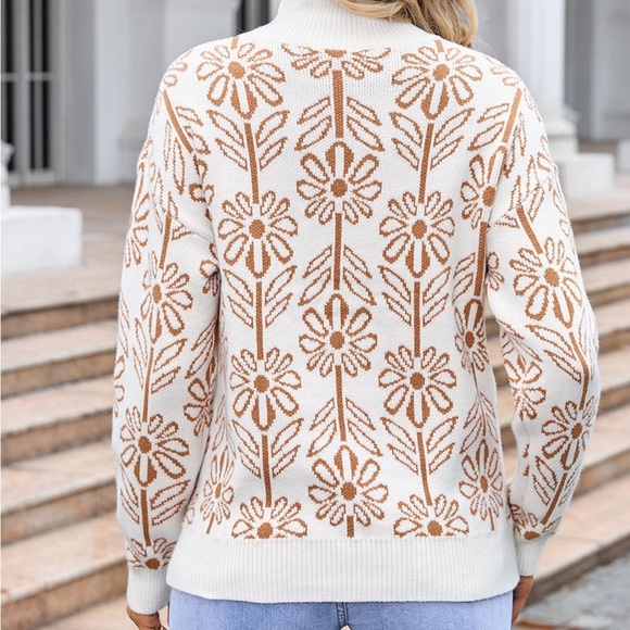 Flower Turtleneck Long Sleeve Sweater pink - Picture 5 of 9